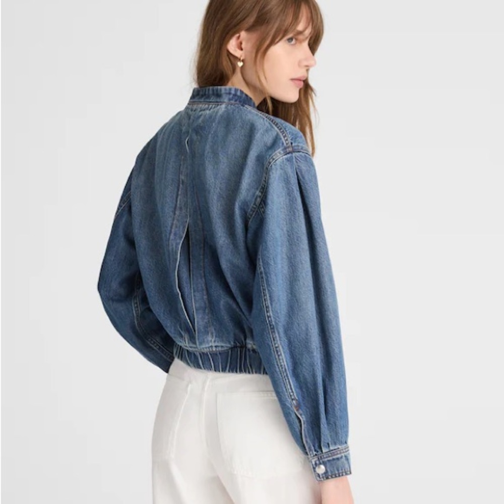Madewell Medium Wash Denim Bomber Jacket